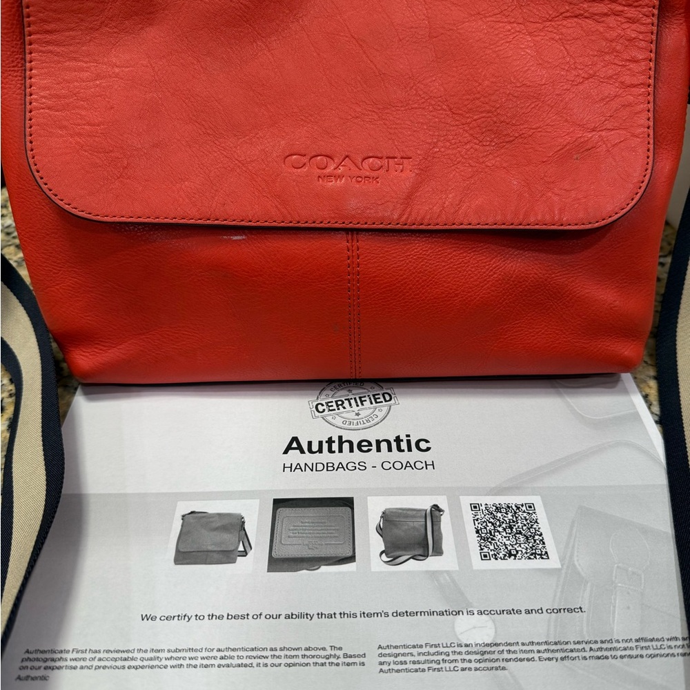 Coach Orange Leather Messenger Bag